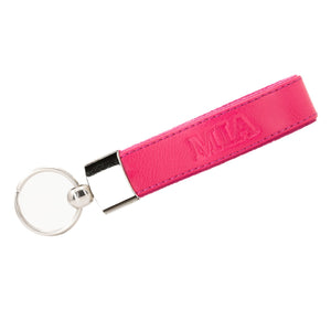 Londo Personalized Keychains - Custom Leather Key Chains, Engraved Elegant Keyrings with Sturdy Rings for Keys - MIA - (Pink)