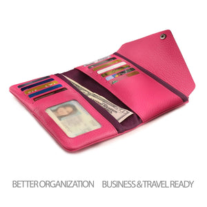 Otto Angelino Genuine Leather Envelope Wallet with Phone Compatible Slots - RFID Blocking - Unisex