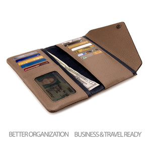 Otto Angelino Genuine Leather Envelope Wallet with Phone Compatible Slots - RFID Blocking - Unisex