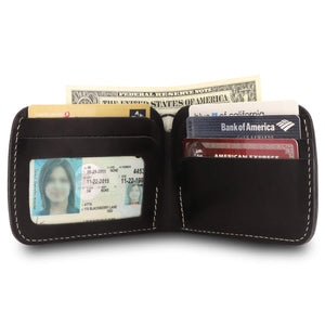 Otto Angelino Genuine Leather Slim Bifold Wallet with ID Slot - Unisex