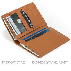Otto Angelino Genuine Bifold Leather Wallet - Passport Style - ID, Bank Cards and Cash, RFID BLOCKING - Unisex