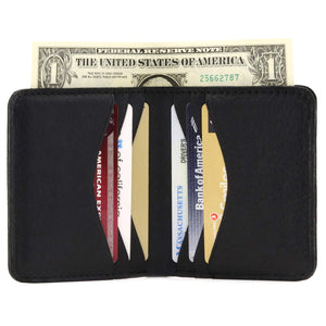 Otto Angelino Genuine Leather Ultra Slim Bifold Card and Cash Wallet - Unisex
