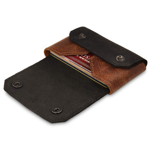 Otto Angelino Genuine Leather Credit and Business Card Case with Snap Fastener Closure - Unisex