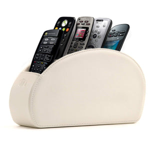 Londo Remote Control Holder with 5 Pockets - Store DVD, Blu-Ray, TV, Roku or Apple TV Remotes - Leather with Suede Lining - Slim, Compact Living or Bedroom Storage