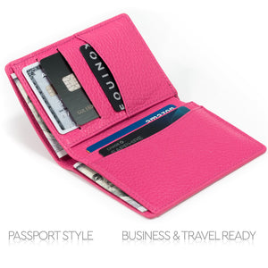 Otto Angelino Genuine Bifold Leather Wallet - Passport Style - ID, Bank Cards and Cash, RFID BLOCKING - Unisex