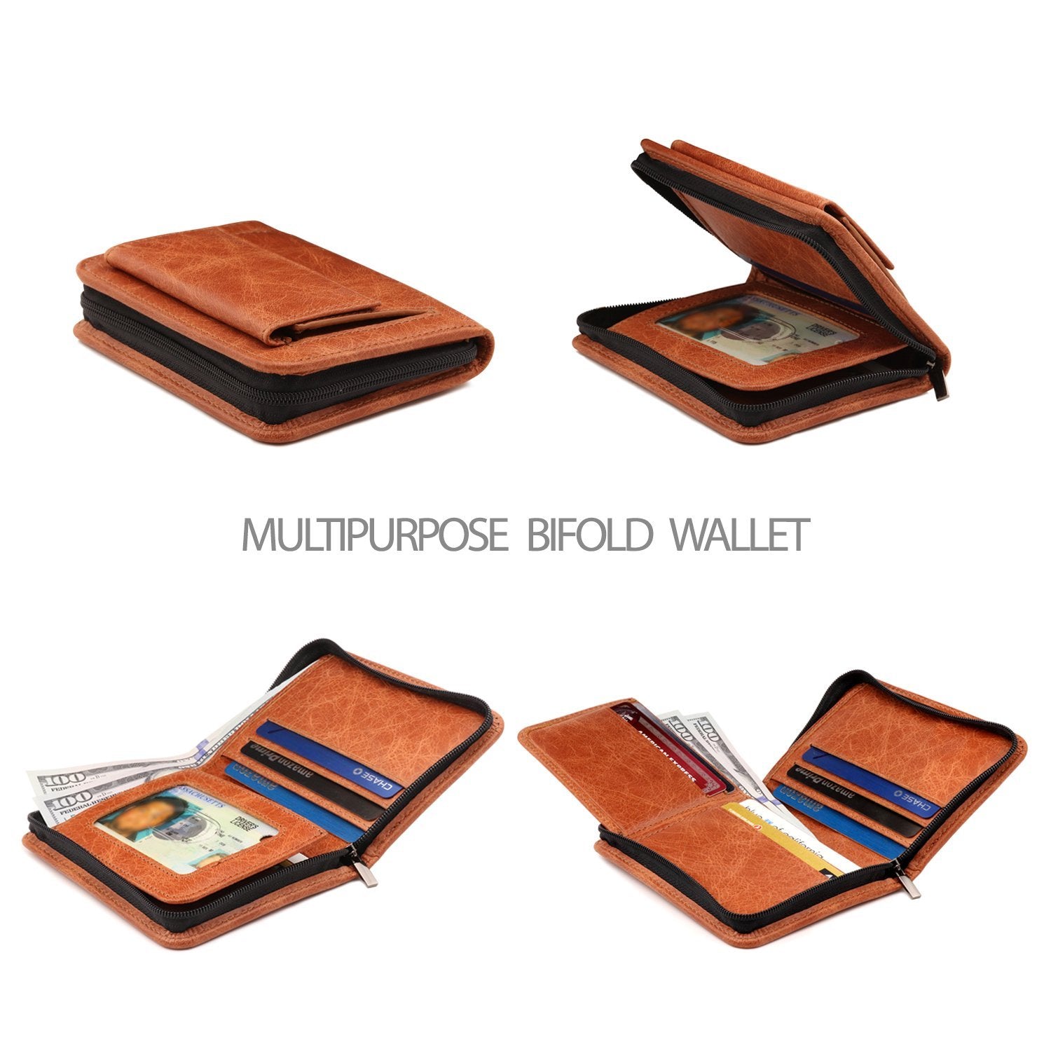 Otto Angelino RFID Blocking Men Zippered Bifold Wallet, Italian – MegaGear  Store
