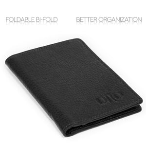 Otto Angelino Genuine Bifold Leather Wallet - Passport Style - ID, Bank Cards and Cash, RFID BLOCKING - Unisex