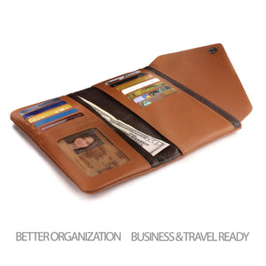 Otto Angelino Genuine Leather Envelope Wallet with Phone Compatible Slots - RFID Blocking - Unisex