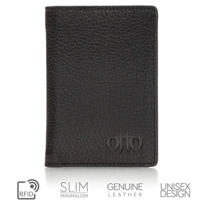 Otto Angelino Genuine Bifold Leather Wallet - Passport Style - ID, Bank Cards and Cash, RFID BLOCKING - Unisex