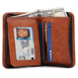 Otto Angelino - Zippered Bifold Wallet for Men