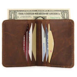 Otto Angelino Genuine Leather Ultra Slim Bifold Card and Cash Wallet - Unisex