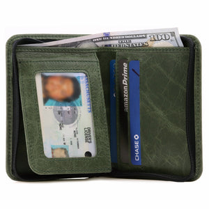 Otto Angelino RFID Blocking Men's Zippered Bifold Wallet-Italian Cowhide Leather