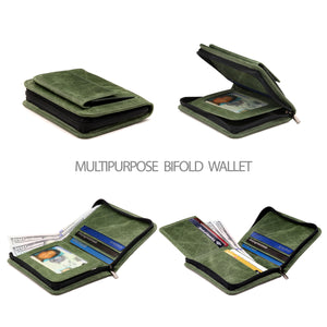 Otto Angelino RFID Blocking Men's Zippered Bifold Wallet-Italian Cowhide Leather