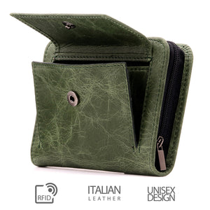 Otto Angelino RFID Blocking Men's Zippered Bifold Wallet-Italian Cowhide Leather