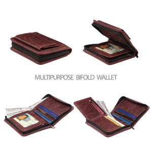 Otto Angelino RFID Blocking Men's Zippered Bifold Wallet-Italian Cowhide Leather