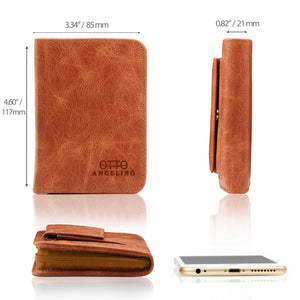 Otto Angelino RFID Blocking Men's Zippered Bifold Wallet-Italian Cowhide Leather