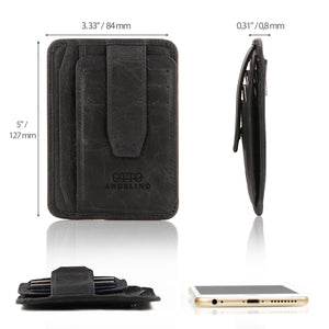 Otto Angelino Italian Leather Minimalist Men’s Wallet - Quick ID Access - RFID Blocking