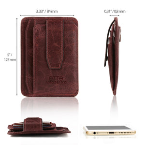 Otto Angelino Italian Leather Minimalist Men’s Wallet - Quick ID Access - RFID Blocking