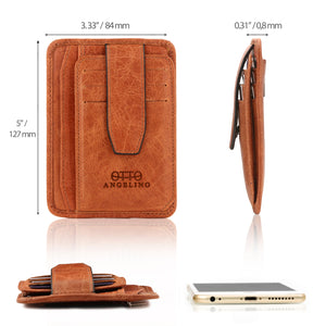 Otto Angelino Italian Leather Minimalist Men’s Wallet - Quick ID Access - RFID Blocking