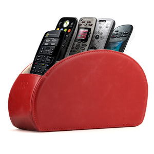 Londo Remote Control Holder with 5 Pockets - Store DVD, Blu-Ray, TV, Roku or Apple TV Remotes - PU Leather with Suede Lining - Slim, Compact Living or Bedroom Storage