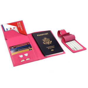 Otto Angelino Real Leather Passport Wallet - RFID Blocking with Ticket Slot and Baggage Tag