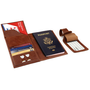 Otto Angelino Real Leather Passport Wallet - RFID Blocking with Ticket Slot and Baggage Tag