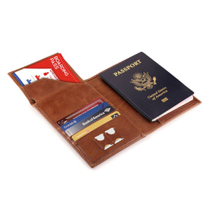 Otto Angelino Real Leather Passport Wallet - RFID Blocking with Ticket Slot and Baggage Tag