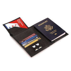 Otto Angelino Real Leather Passport Wallet - RFID Blocking with Ticket Slot and Baggage Tag