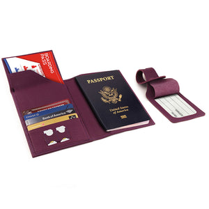 Otto Angelino Real Leather Passport Wallet - RFID Blocking with Ticket Slot and Baggage Tag