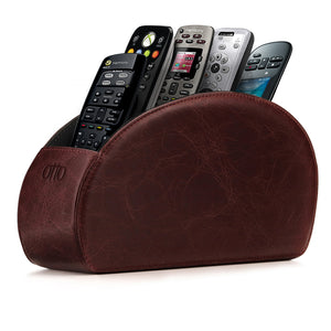 Londo Remote Control Holder with 5 Pockets - Store DVD, Blu-Ray, TV, Roku or Apple TV Remotes - PU Leather with Suede Lining - Slim, Compact Living or Bedroom Storage