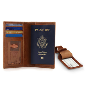 Otto Angelino Real Leather Passport Wallet - RFID Blocking and Baggage Tag - Unisex
