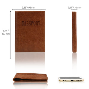 Otto Angelino Real Leather Passport Wallet - RFID Blocking and Baggage Tag - Unisex
