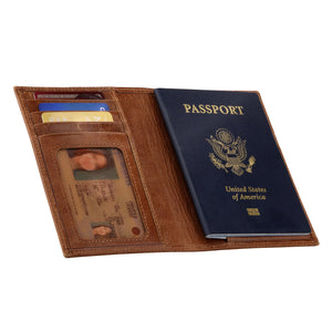 Otto Angelino Real Leather Passport Wallet - RFID Blocking and Baggage Tag - Unisex