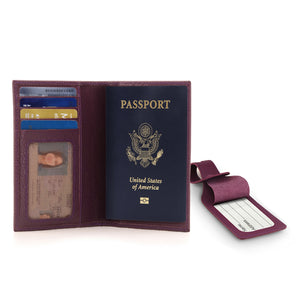 Otto Angelino Real Leather Passport Wallet - RFID Blocking and Baggage Tag - Unisex