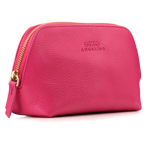 Otto Angelino Genuine Leather Makeup Bag Cosmetic Pouch Travel Organizer Toiletry Clutch