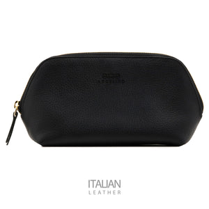 Otto Angelino Leather Genuine Leather Makeup Bag Cosmetic Pouch Travel Organizer Toiletry Clutch