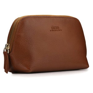 Otto Angelino Leather Genuine Leather Makeup Bag Cosmetic Pouch Travel Organizer Toiletry Clutch