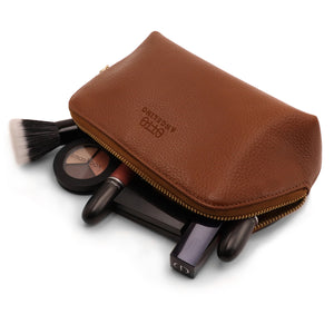 Otto Angelino Leather Genuine Leather Makeup Bag Cosmetic Pouch Travel Organizer Toiletry Clutch