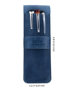 Otto Angelino Genuine Leather Pen and Pencil Case with Tuck in Flap