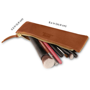 Otto Angelino Zippered Genuine Leather Pen and Pencil Case