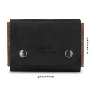 Otto Angelino Genuine Leather Credit and Business Card Case with Snap Fastener Closure - Unisex
