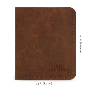 Otto Angelino Genuine Leather Ultra Slim Bifold Card and Cash Wallet - Unisex